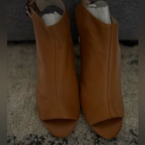 Vince Camuto Tan Open-Toe Mule Booties